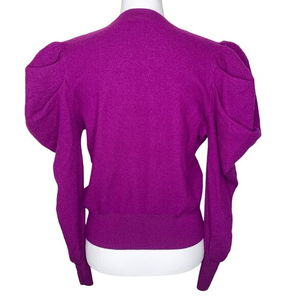 Ulla Johnson Marin Hibiscus Purple Wool Puff Juliette Sleeve Pullover Sweater - Picture 5 of 8